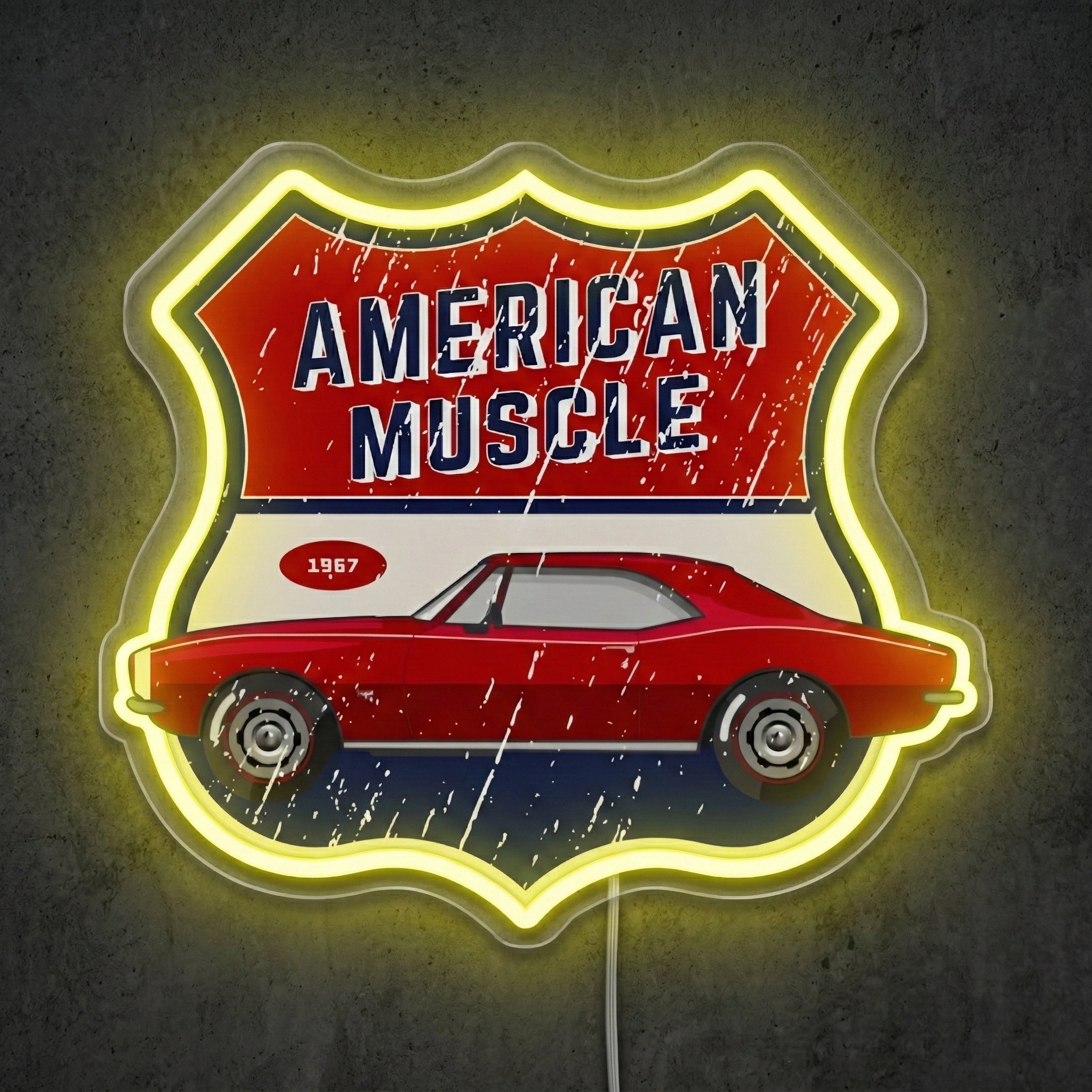 ShineNeon™ 1967 American Muscle Car LED Neon Sign - Retro Garage Wall Art USB Powered - Shineneon