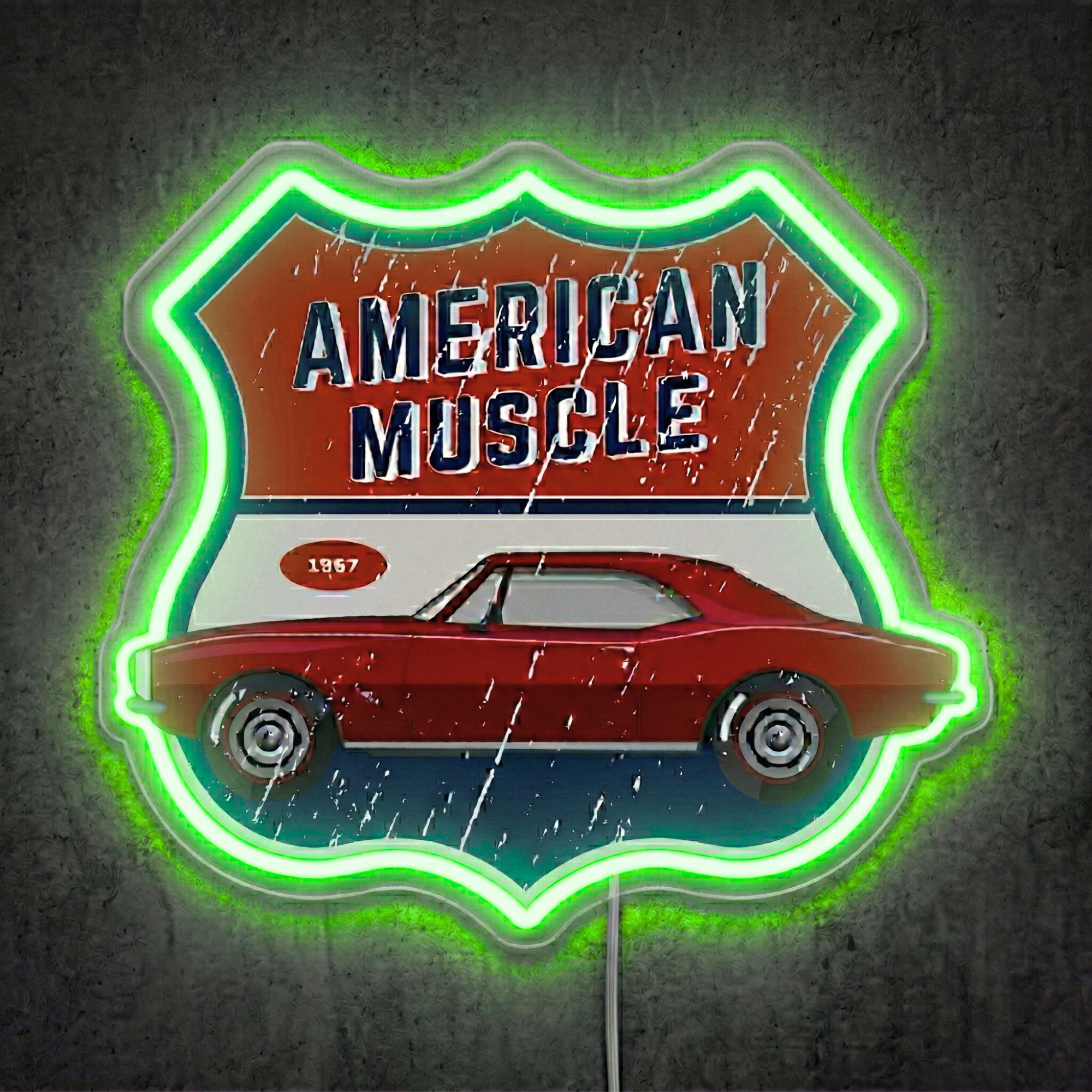 ShineNeon™ 1967 American Muscle Car LED Neon Sign - Retro Garage Wall Art USB Powered - Shineneon