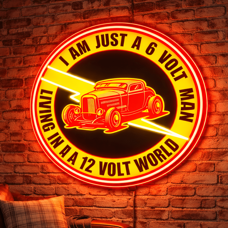 ShineNeon™ 6 Volt Man Retro Hot Rod LED Sign - Vintage Garage & Man Cave Wall Decor - Shineneon