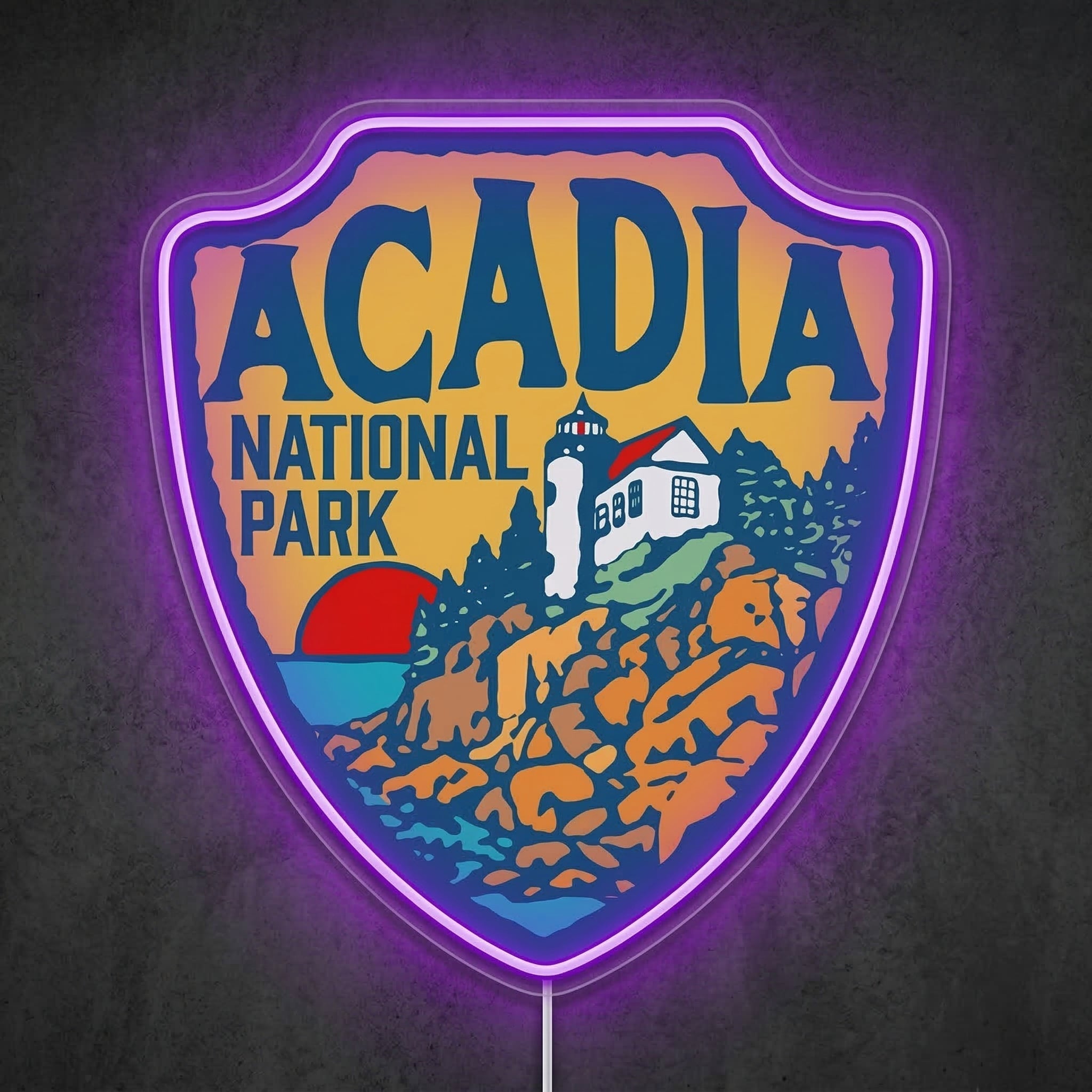 ShineNeon™ Acadia National Park Neon Sign Maine Lighthouse Coastal Decor USB Power Neon Sign - Shineneon