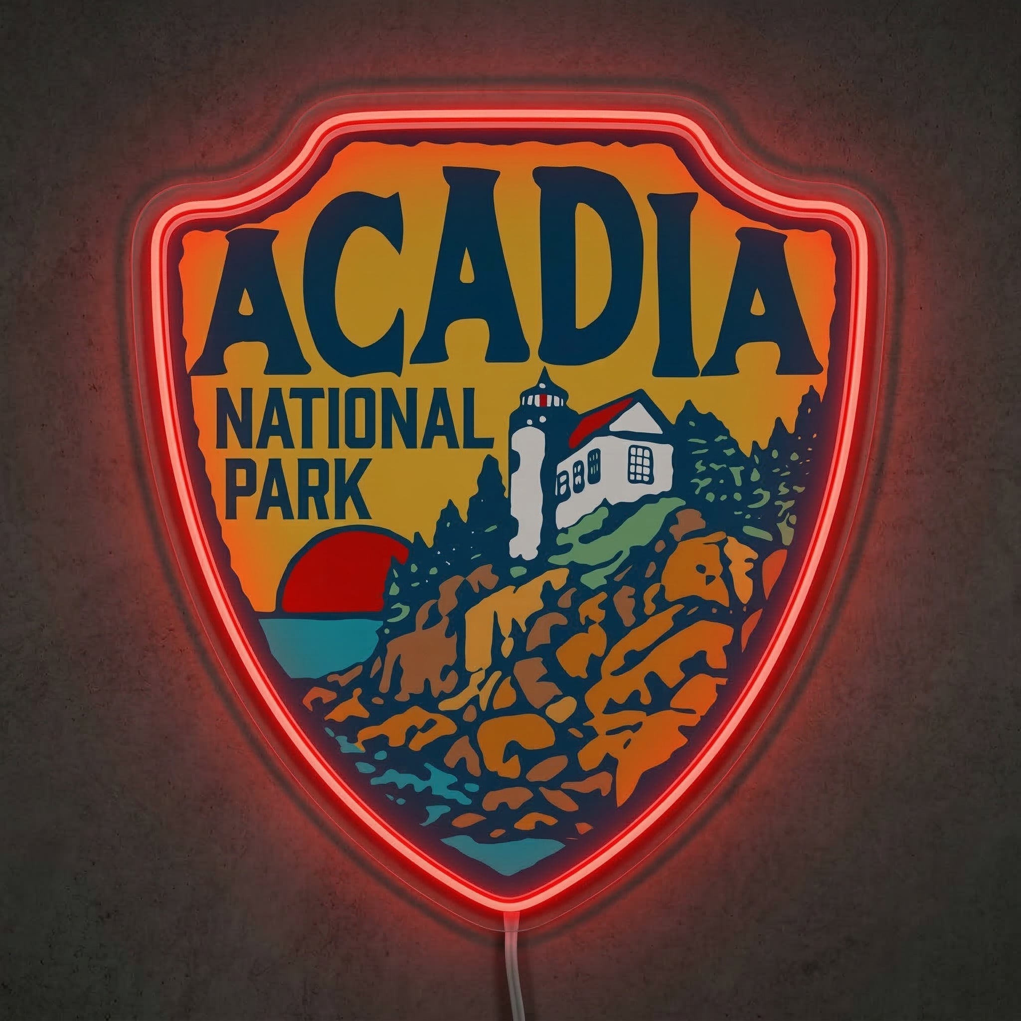 ShineNeon™ Acadia National Park Neon Sign Maine Lighthouse Coastal Decor USB Power Neon Sign - Shineneon
