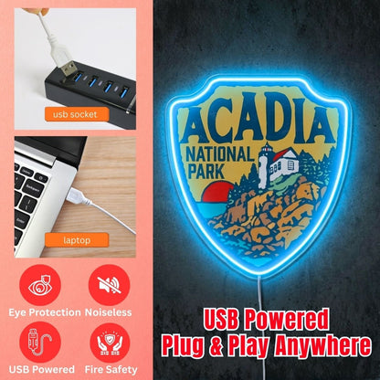 ShineNeon™ Acadia National Park Neon Sign Maine Lighthouse Coastal Decor USB Power Neon Sign - Shineneon