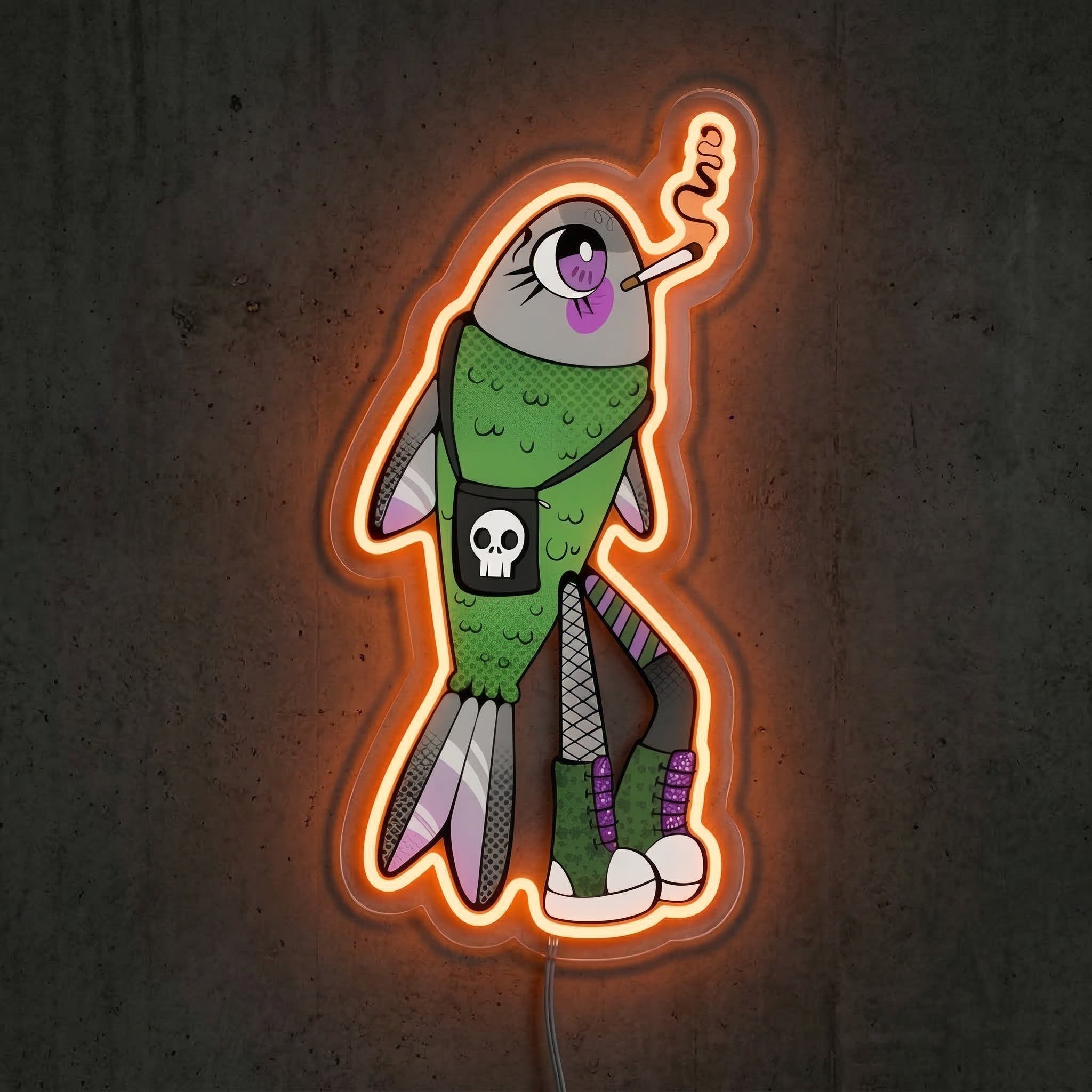 ShineNeon™ Alt Emo Fish Neon Sign Grunge Aesthetic Punk Wall Decor USB Powered Neon Sign - Shineneon