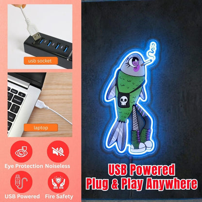 ShineNeon™ Alt Emo Fish Neon Sign Grunge Aesthetic Punk Wall Decor USB Powered Neon Sign - Shineneon