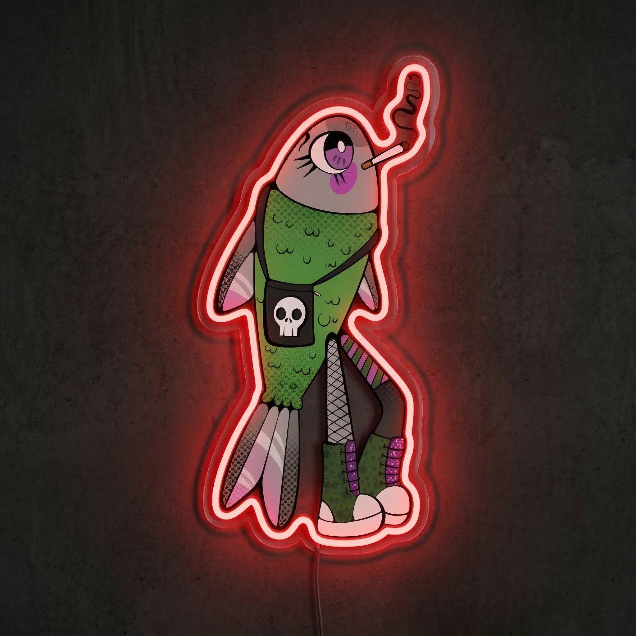 ShineNeon™ Alt Emo Fish Neon Sign Grunge Aesthetic Punk Wall Decor USB Powered Neon Sign - Shineneon