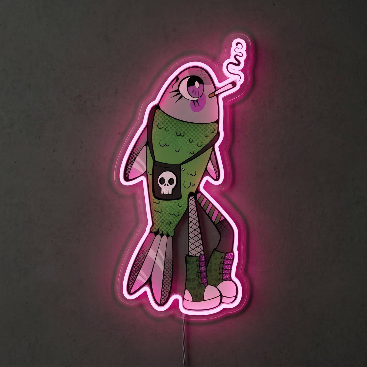 ShineNeon™ Alt Emo Fish Neon Sign Grunge Aesthetic Punk Wall Decor USB ...