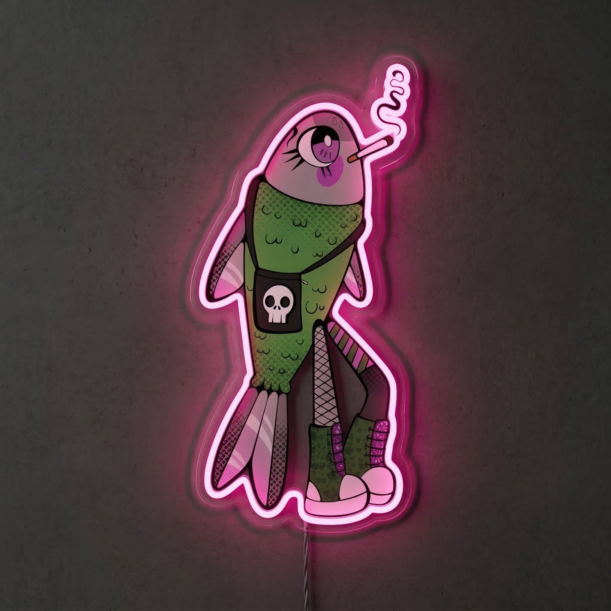 ShineNeon™ Alt Emo Fish Neon Sign Grunge Aesthetic Punk Wall Decor USB Powered Neon Sign - Shineneon
