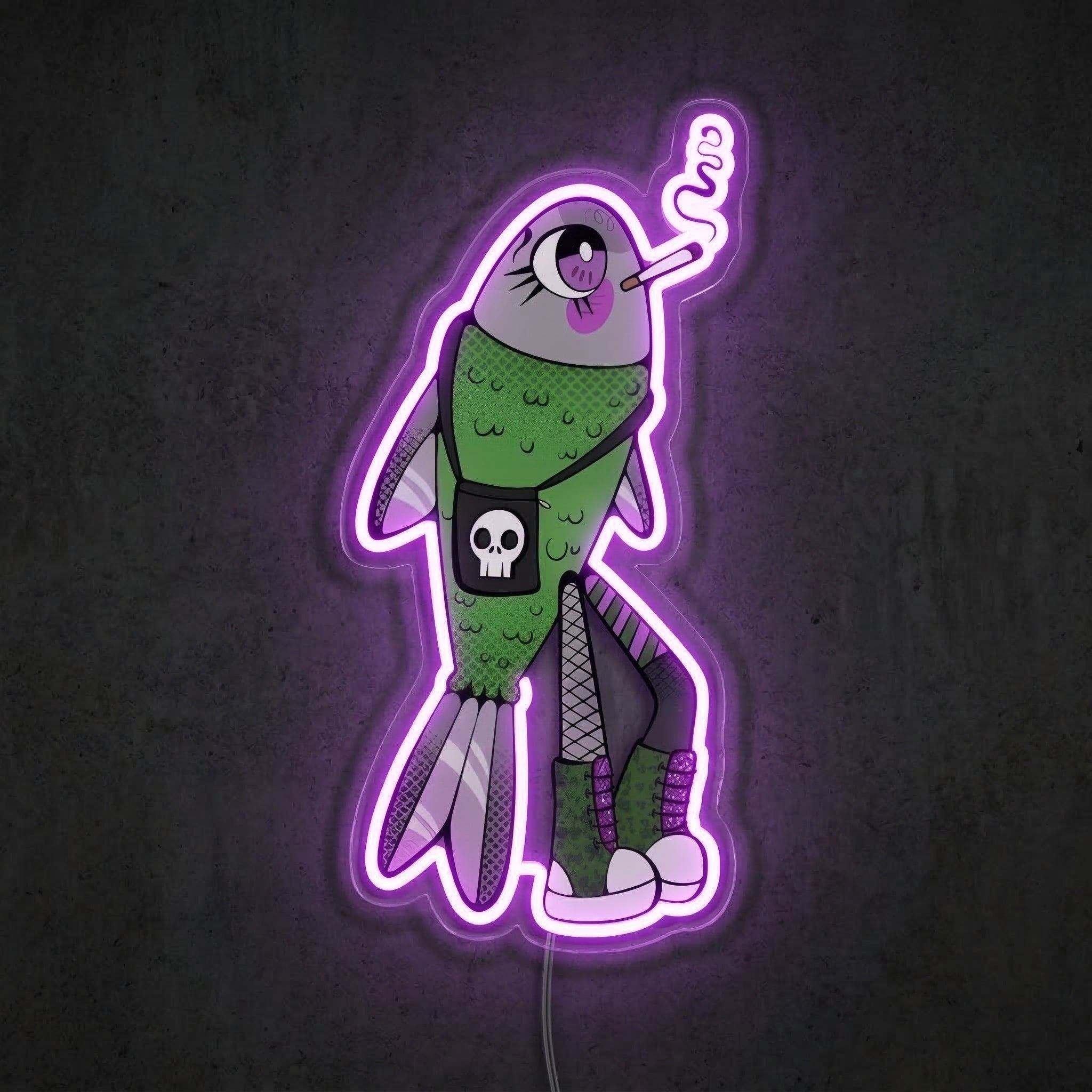 ShineNeon™ Alt Emo Fish Neon Sign Grunge Aesthetic Punk Wall Decor USB Powered Neon Sign - Shineneon