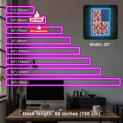 ShineNeon™ American Flag Fish Species Neon Sign Patriotic Angler Wall Art USB Powered - Shineneon