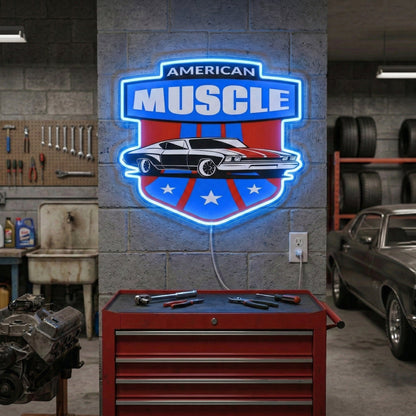 ShineNeon™ American Muscle Car LED Neon Sign Garage Wall Art USB Power - Shineneon