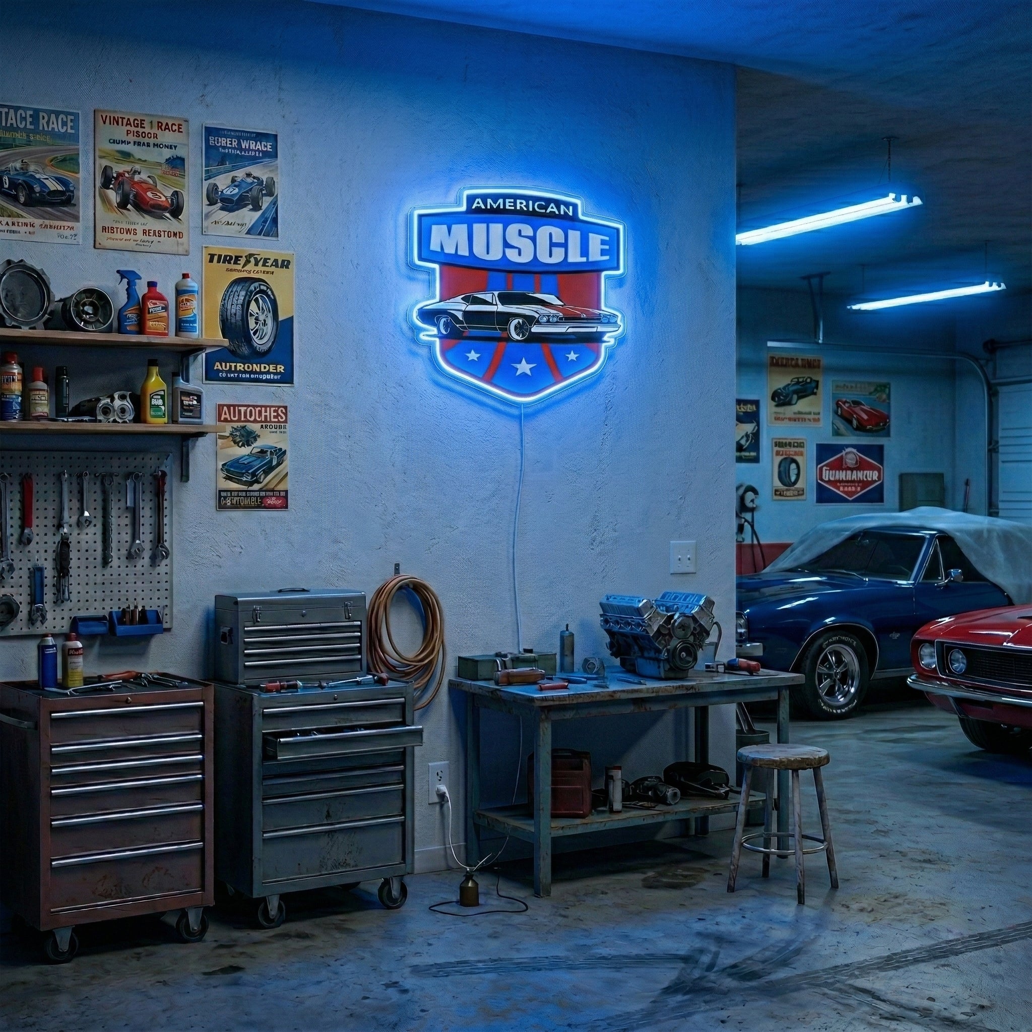 ShineNeon™ American Muscle Car LED Neon Sign Garage Wall Art USB Power - Shineneon