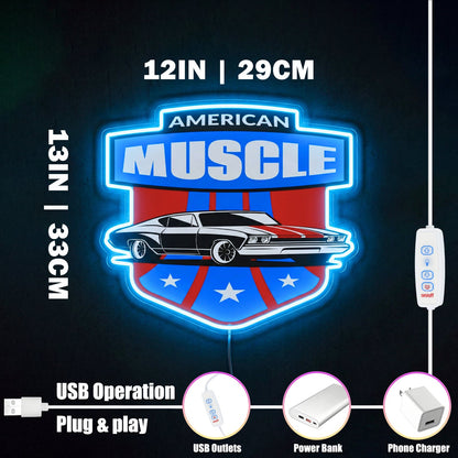 ShineNeon™ American Muscle Car LED Neon Sign Garage Wall Art USB Power - Shineneon
