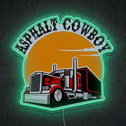 ShineNeon™ Asphalt Cowboy Semi Truck Neon Sign Big Rig Long Haul Decor USB Power Neon Sign - Shineneon