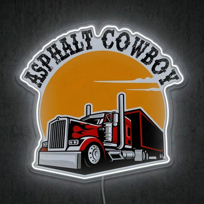 ShineNeon™ Asphalt Cowboy Semi Truck Neon Sign Big Rig Long Haul Decor USB Power Neon Sign - Shineneon