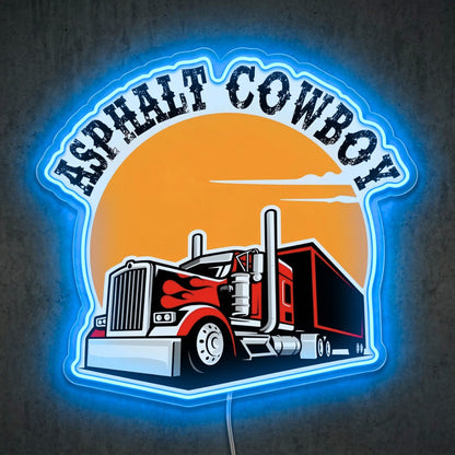 ShineNeon™ Asphalt Cowboy Semi Truck Neon Sign Big Rig Long Haul Decor USB Power Neon Sign - Shineneon