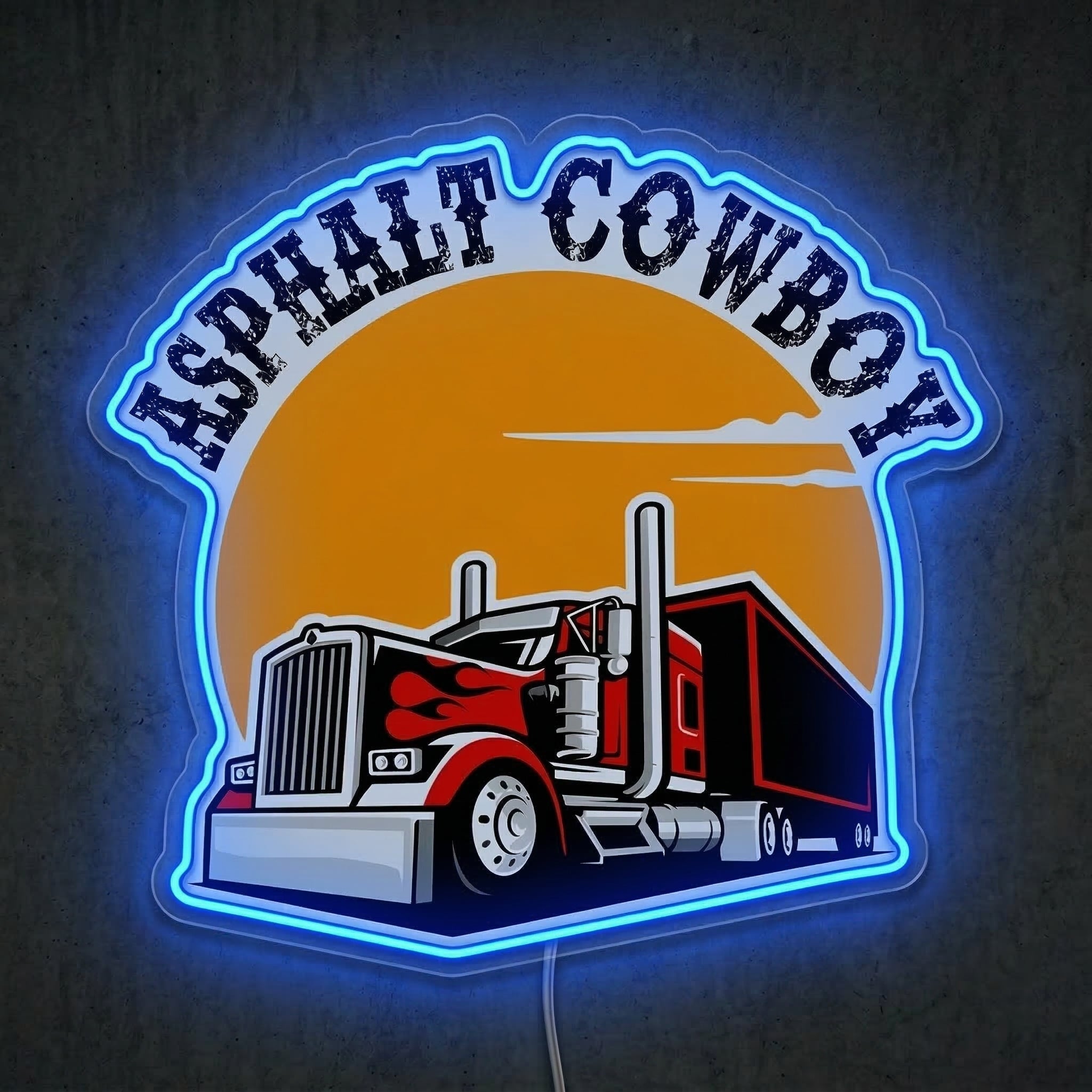 ShineNeon™ Asphalt Cowboy Semi Truck Neon Sign Big Rig Long Haul Decor USB Power Neon Sign - Shineneon