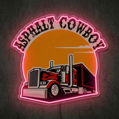 ShineNeon™ Asphalt Cowboy Semi Truck Neon Sign Big Rig Long Haul Decor USB Power Neon Sign - Shineneon