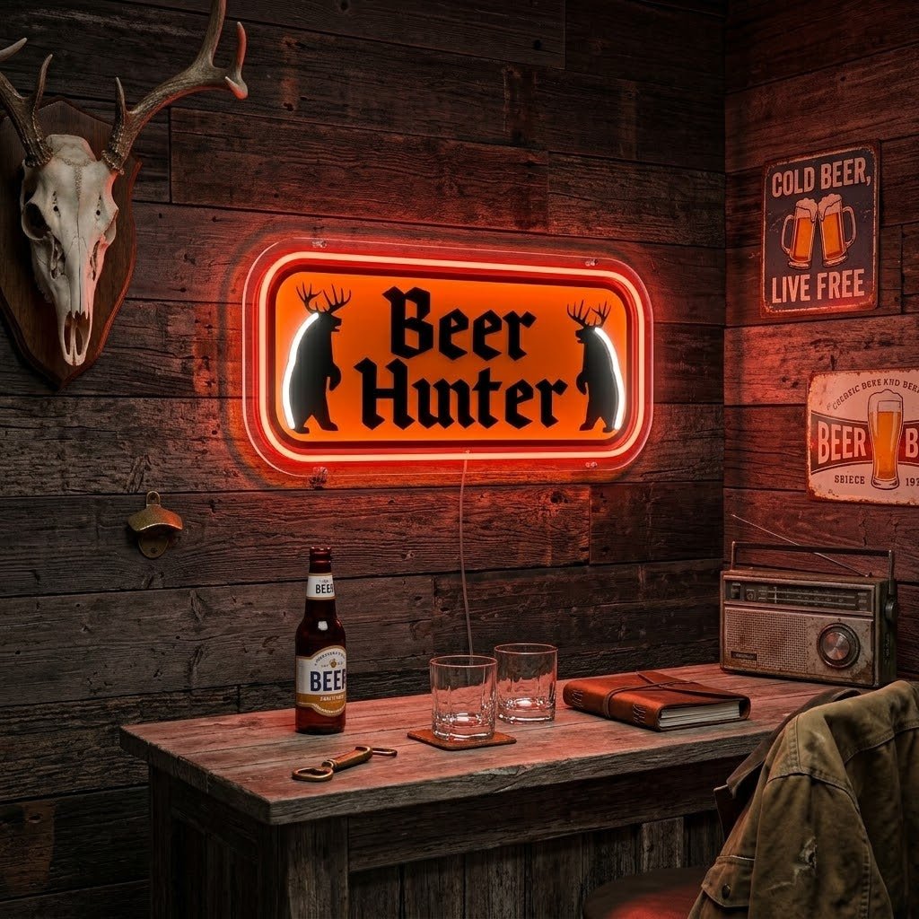 ShineNeon™ Beer Hunter Funny Badge Neon Sign USB Power - Shineneon