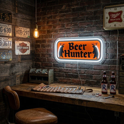 ShineNeon™ Beer Hunter Funny Badge Neon Sign USB Power - Shineneon