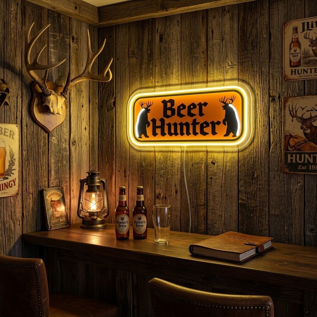 ShineNeon™ Beer Hunter Funny Badge Neon Sign USB Power - Shineneon