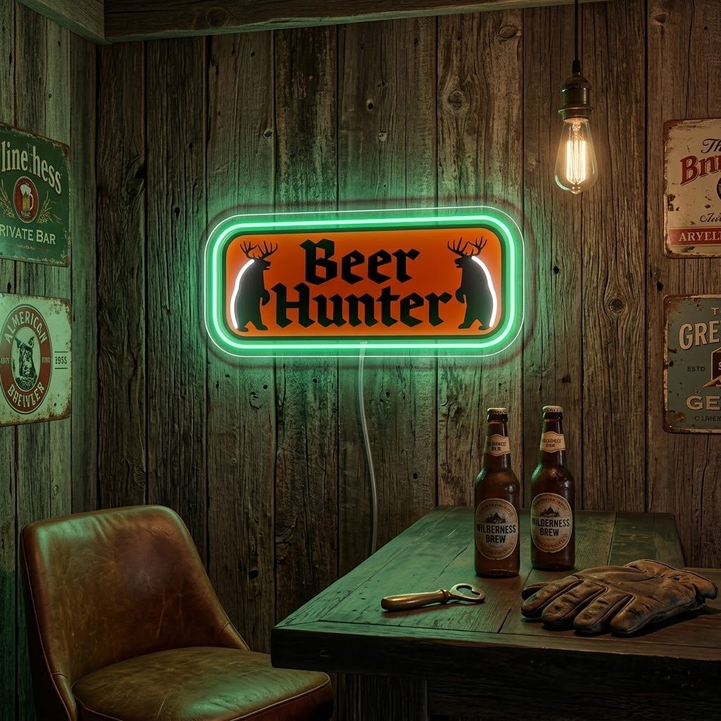 ShineNeon™ Beer Hunter Funny Badge Neon Sign USB Power - Shineneon
