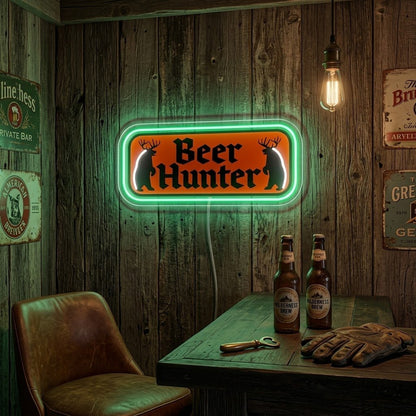 ShineNeon™ Beer Hunter Funny Badge Neon Sign USB Power - Shineneon