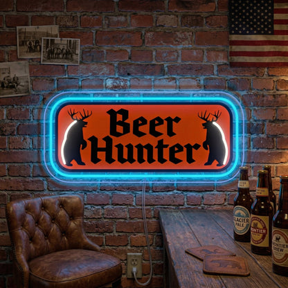 ShineNeon™ Beer Hunter Funny Badge Neon Sign USB Power - Shineneon