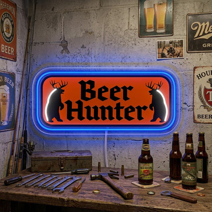 ShineNeon™ Beer Hunter Funny Badge Neon Sign USB Power - Shineneon