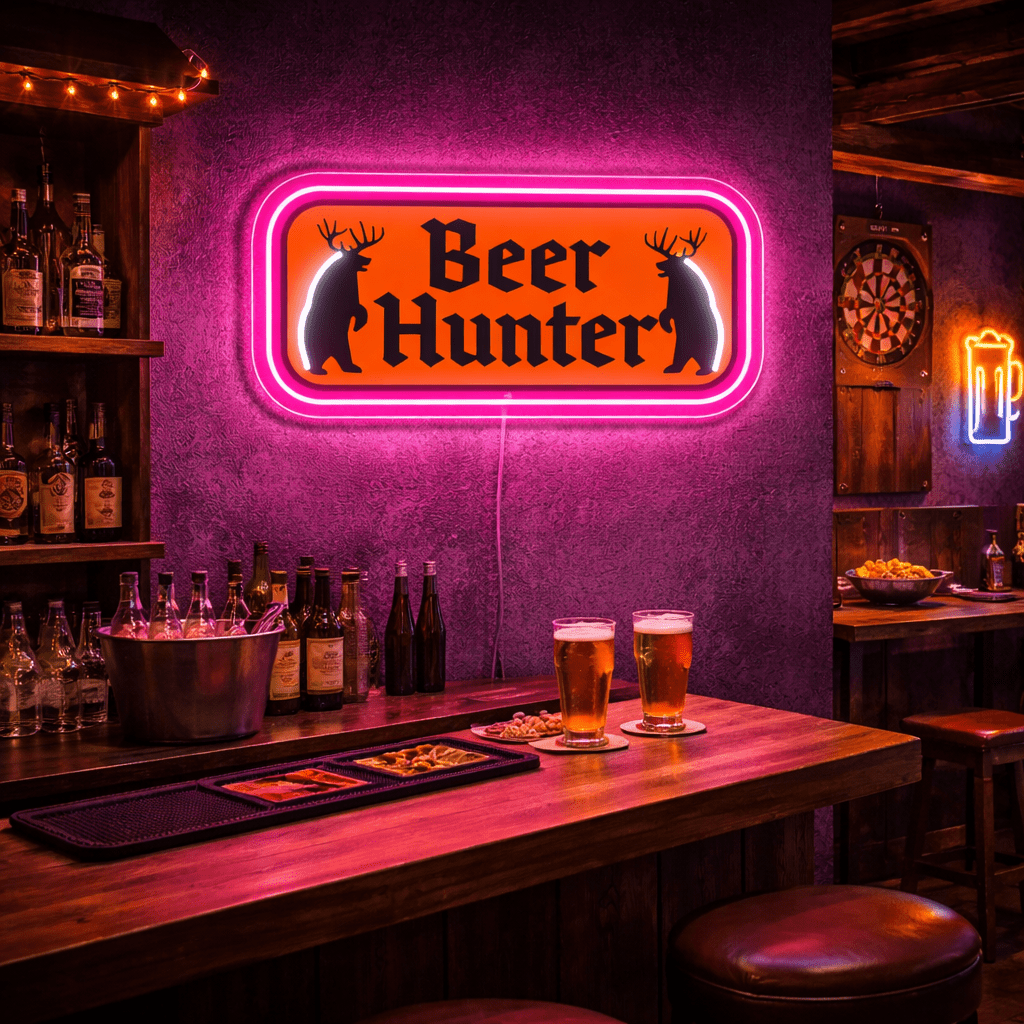 ShineNeon™ Beer Hunter Funny Badge Neon Sign USB Power - Shineneon