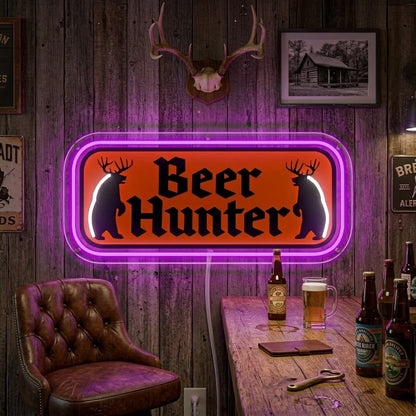ShineNeon™ Beer Hunter Funny Badge Neon Sign USB Power - Shineneon