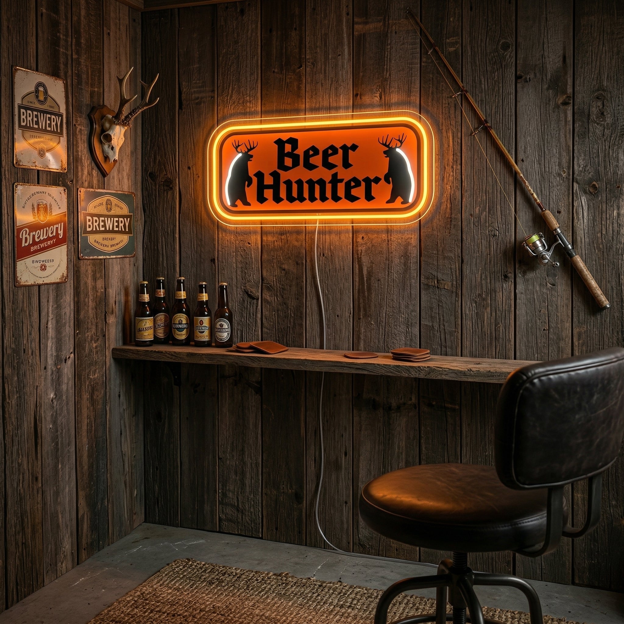 ShineNeon™ Beer Hunter Funny Badge Neon Sign USB Power - Shineneon