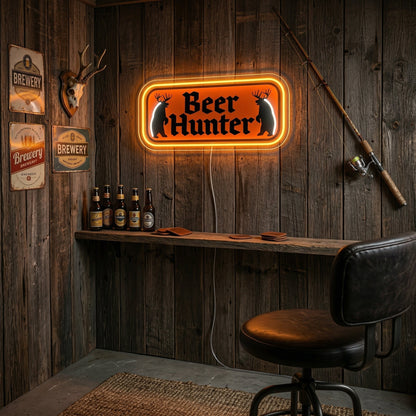 ShineNeon™ Beer Hunter Funny Badge Neon Sign USB Power - Shineneon