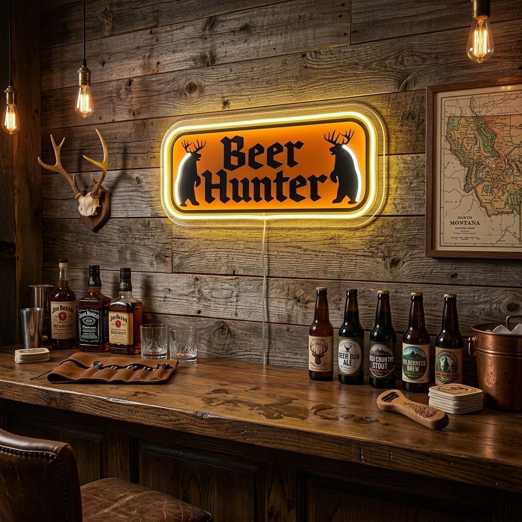 ShineNeon™ Beer Hunter Funny Badge Neon Sign USB Power - Shineneon