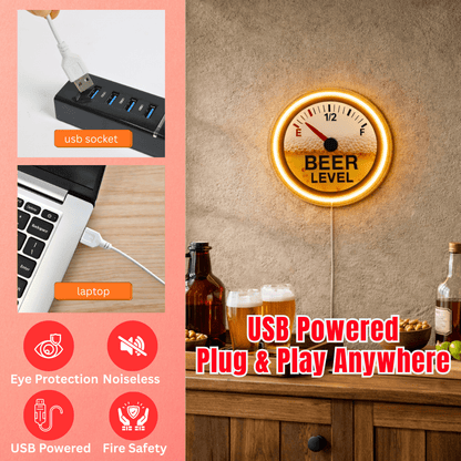 ShineNeon™ Beer Level Fuel Gauge LED Neon Sign - Retro Bar & Man Cave Wall Decor - Shineneon