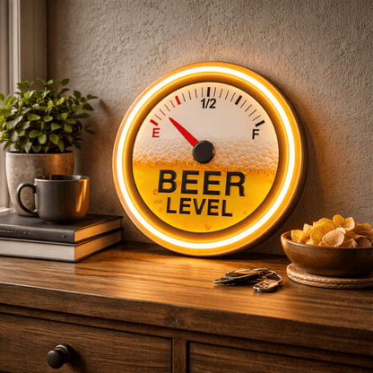 ShineNeon™ Beer Level Fuel Gauge LED Neon Sign - Retro Bar & Man Cave Wall Decor - Shineneon