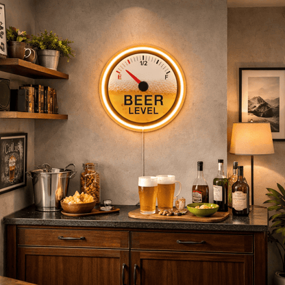 ShineNeon™ Beer Level Fuel Gauge LED Neon Sign - Retro Bar & Man Cave Wall Decor - Shineneon