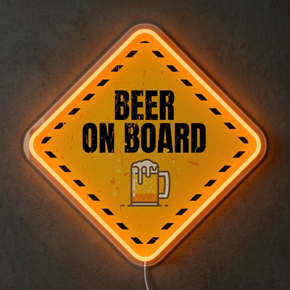 ShineNeon™ Beer On Board Caution Neon Sign Funny Garage Bar Wall Decor USB Power Neon Sign - Shineneon
