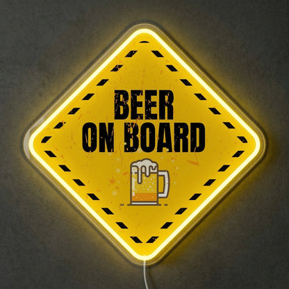 ShineNeon™ Beer On Board Caution Neon Sign Funny Garage Bar Wall Decor USB Power Neon Sign - Shineneon