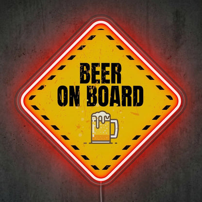ShineNeon™ Beer On Board Caution Neon Sign Funny Garage Bar Wall Decor USB Power Neon Sign - Shineneon