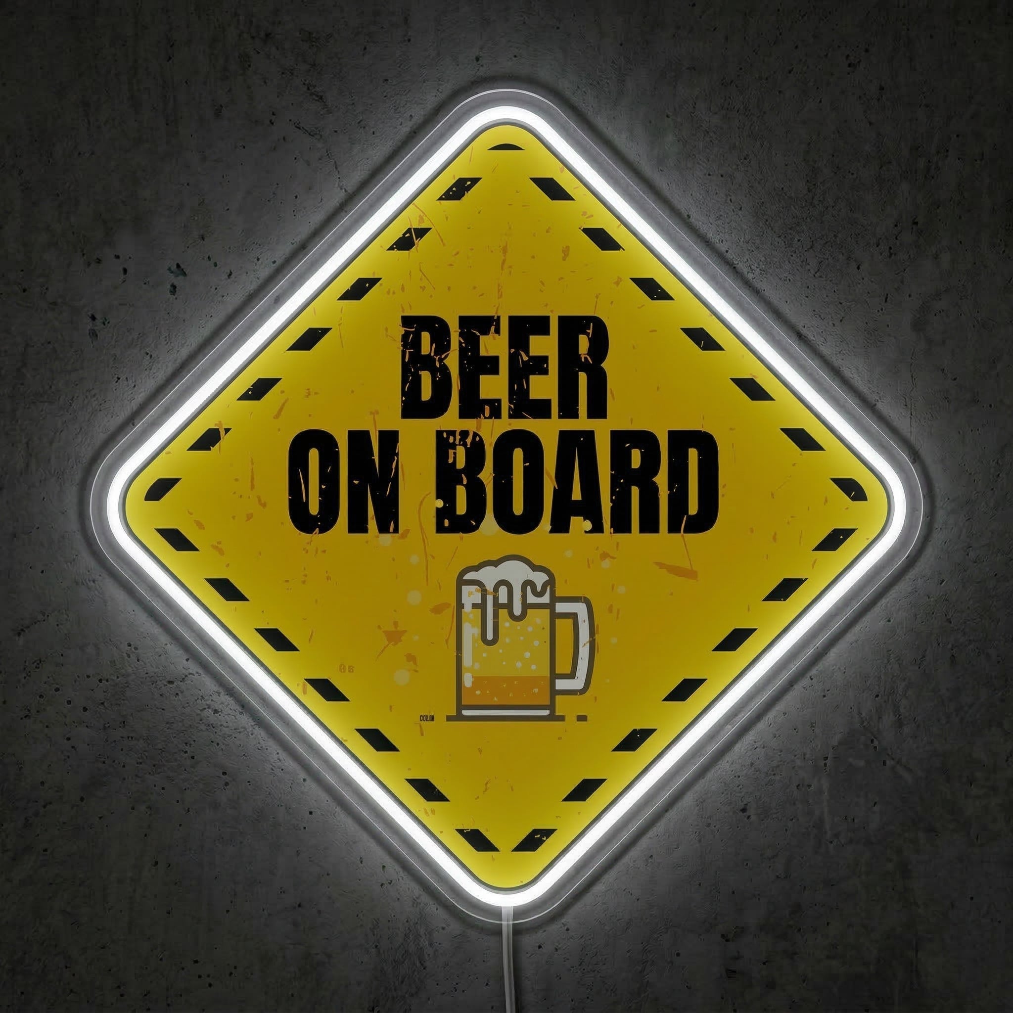 ShineNeon™ Beer On Board Caution Neon Sign Funny Garage Bar Wall Decor USB Power Neon Sign - Shineneon