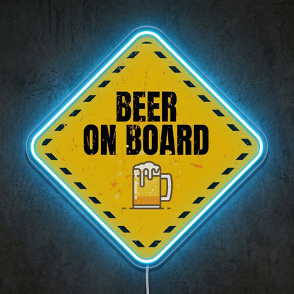 ShineNeon™ Beer On Board Caution Neon Sign Funny Garage Bar Wall Decor USB Power Neon Sign - Shineneon