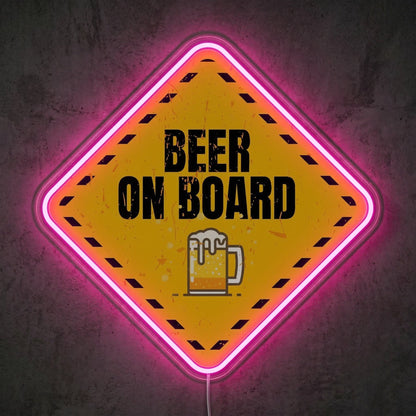 ShineNeon™ Beer On Board Caution Neon Sign Funny Garage Bar Wall Decor USB Power Neon Sign - Shineneon