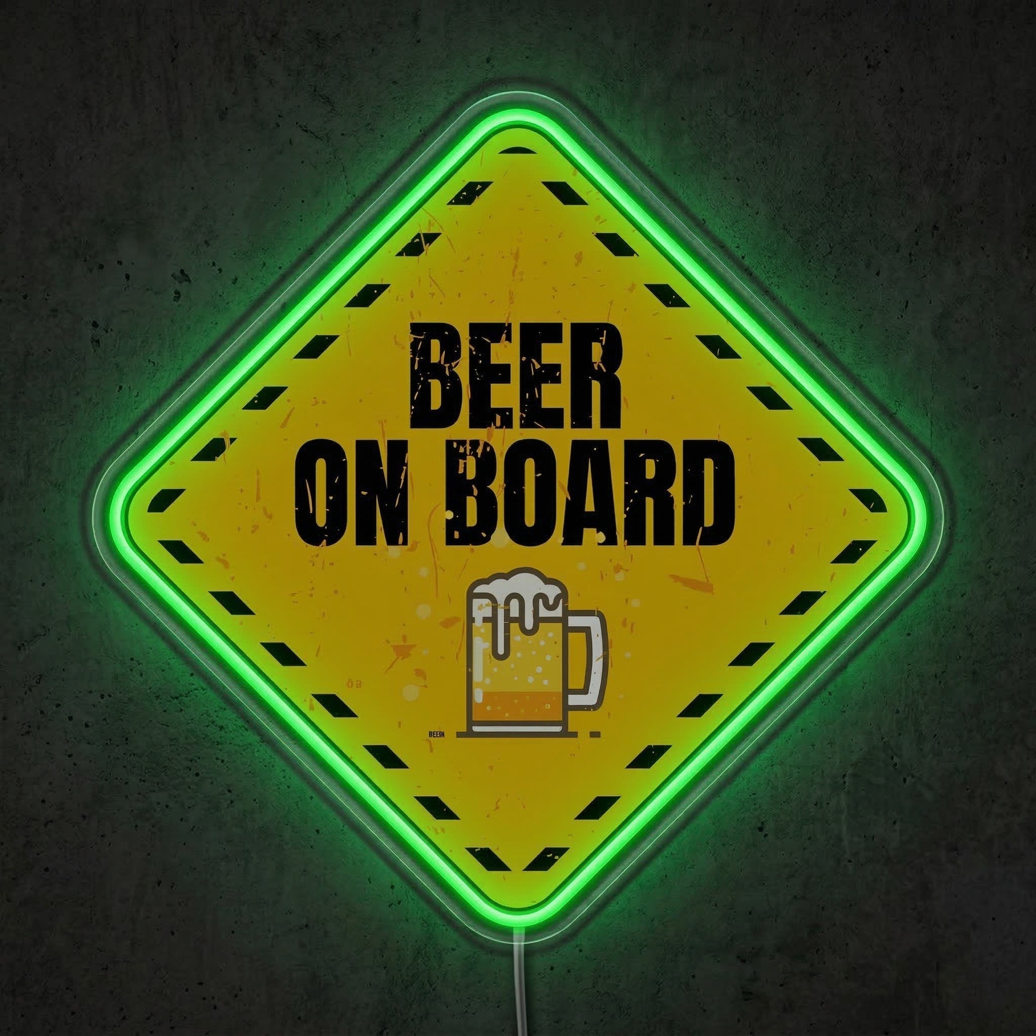 ShineNeon™ Beer On Board Caution Neon Sign Funny Garage Bar Wall Decor USB Power Neon Sign - Shineneon