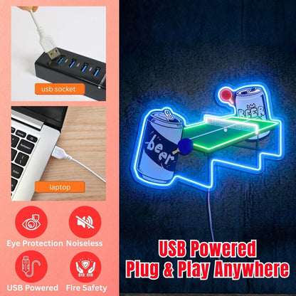 ShineNeon™ Beer Pong LED Neon Sign Funny Game Room Wall Decor Pub Vibe USB Power - Shineneon