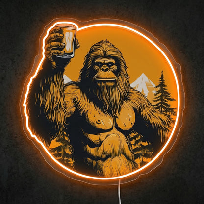 ShineNeon™ Bigfoot Cheers Sunset Neon Sign Mountain Sasquatch Bar Decor USB Power Neon Sign - Shineneon
