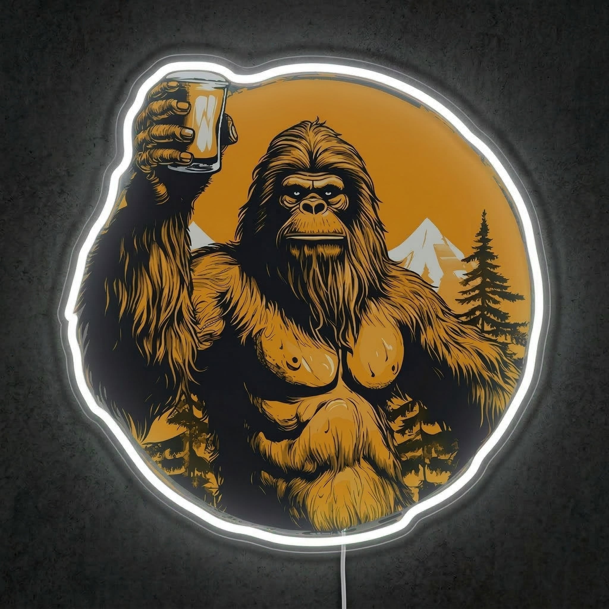 ShineNeon™ Bigfoot Cheers Sunset Neon Sign Mountain Sasquatch Bar Decor USB Power Neon Sign - Shineneon