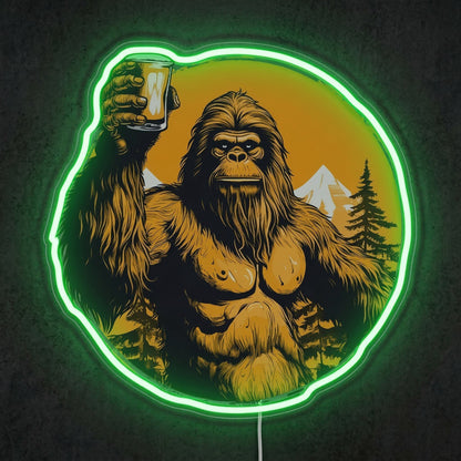 ShineNeon™ Bigfoot Cheers Sunset Neon Sign Mountain Sasquatch Bar Decor USB Power Neon Sign - Shineneon