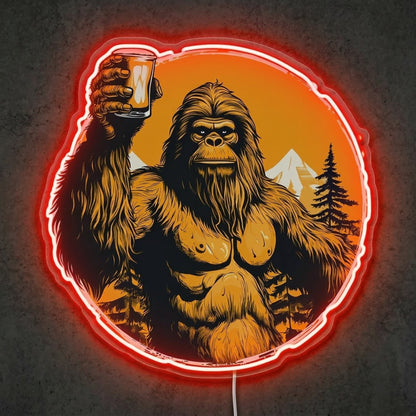 ShineNeon™ Bigfoot Cheers Sunset Neon Sign Mountain Sasquatch Bar Decor USB Power Neon Sign - Shineneon