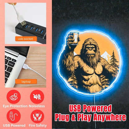 ShineNeon™ Bigfoot Cheers Sunset Neon Sign Mountain Sasquatch Bar Decor USB Power Neon Sign - Shineneon