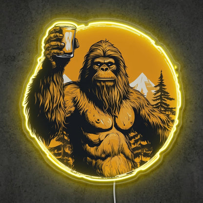 ShineNeon™ Bigfoot Cheers Sunset Neon Sign Mountain Sasquatch Bar Decor USB Power Neon Sign - Shineneon